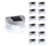 Geezy Solar Powered Led Garden Fence Lights Waterproof Outdoor Wall Lights Set Of 12