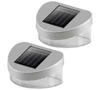 Geezy Solar Powered Led Garden Fence Lights Waterproof Outdoor Wall Lights Set Of 2
