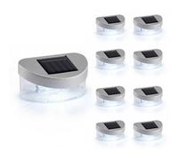 Geezy Solar Powered Led Garden Fence Lights Waterproof Outdoor Wall Lights Set Of 8