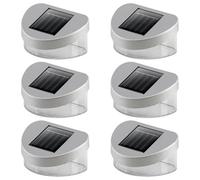 Geezy Solar Powered Led Garden Fence Lights Waterproof Set Of 6 Outdoor Wall Lights