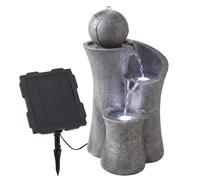 GEEZY Solar Powered Water Feature with LED Lights Outdoor Decor Sphere Garden Fountain