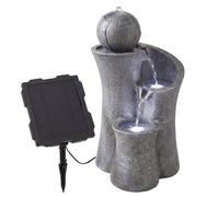 Geezy Solar Powered Water Feature With Led Lights Outdoor Decor Sphere Garden Fountain