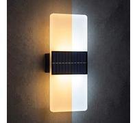 GEEZY Dual Color LED Solar Fence Lights - Waterproof Outdoor Garden Up Down Wall Light for Patio Deck - Warm White/Cool White