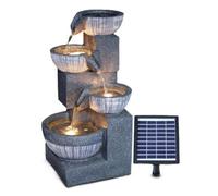 Geezy Solar Water Fountain 4 Tier Bowl Led Solar Water Feature Home Garden Decoration