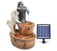 GEEZY Solar Water Features for the Garden - Outdoor Puppy Fountain with LED Lights - Solar Powered, Self-Contained - Easy Setup, Cascading & Tranquil - Ideal for Garden, Patio & Balcony Decor