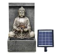 GEEZY Solar Water Features for the Garden - Outdoor Stone Buddha Fountain with LED Lights - Solar Powered, Self-Contained - Easy Setup, Cascading & Tranquil - Ideal for Garden, Patio & Balcony Decor