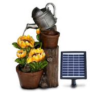 Geezy Solar Water Fountain Led Sunflower Solar Water Feature Home Garden Decoration