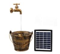 GEEZY Solar Water Features for the Garden - Outdoor Bucket Tap Fountain with LED Lights - Solar Powered, Self-Contained - Easy Setup, Cascading & Tranquil - Ideal for Garden, Patio & Balcony Decor