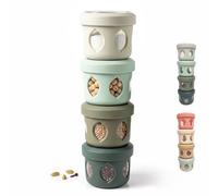 GEEZY 4 Piece Stackable Snack Pots with Airtight Lids for Food Storage | Interlocking pots organise fruits and nuts. Secure lids seal tightly for school or office travel. Simple twist design.