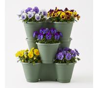 GEEZY Stackable Strawberry Planters Set of 3 Vertical Garden Tower Multi Tier Herb Pot
