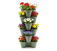 GEEZY Stackable Strawberry Planters Set of 6 Vertical Garden Tower Multi Tier Herb Pot