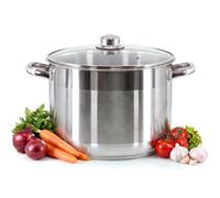 Geezy Stainless Steel Casserole Stockpot 12L Induction Cooking Pot Glass Lid 30Cm
