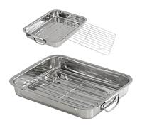 Non-Stick Roasting Tin Dish Tray Deep Carbon Steel Pan with Rack Oven Safe Baking