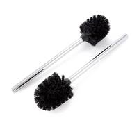 GEEZY Stainless Steel Toilet Brush, Pack of 2 for Bathroom Cleaning | Tough black bristles clear grime easily. Rust resistant metal handles last long. Long handles ensure splash-free cleaning.
