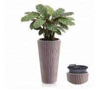 Geezy Tall Brown Plant Pot With Insert 29.7Cm Weather Resistant Planter Flower Pots