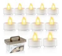 GEEZY Tea Lights Candles Battery Operated Pack of 24 - Realistic LED Candles Flickering Flameless Candles With Warm White Light ForHome, Christmas, Weddings 200+Hrs Life Batteries Included Storage Box
