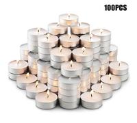 Geezy Tealight Candles 100 Pack Unscented Small Candle Multipack 4 Hour Burn Time
