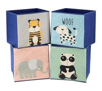 GEEZY The Magic Toy Shop 4 Pcs Animal Design Storage Boxes Foldable Cubes Kids Room Toys Chest Organiser