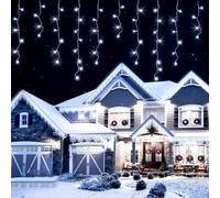 GEEZY The Magic Toy Shop Christmas Lights Outdoor Icicle Snowing Effect White Fairy Lights 200 Led, Timer