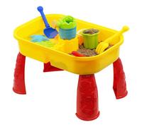 The Magic Toy Shop Compact Sand and Water Table with Lid & 8 Accessories - Portable & Travel-Friendly Playset for Toddlers - Indoor & Outdoor Activity - Bright Yellow Kids Sandpit & Water Play Table