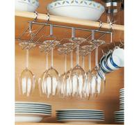 GEEZY Under Shelf Stemware Wine Glass Holder Storage Rack Hanger Stainless Steel