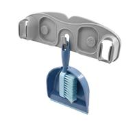 GEEZY Wall Mounted Broom Holder with 2 Slots & 1 Hook for Cleaning Tools | Holds mops and brushes neatly. Self-adhesive or screw fix installation. Space saving utility room storage solution.