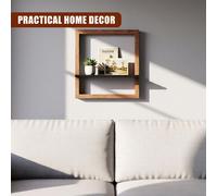 GEEZY Wall Mounted Square Floating Shelf 3D Box Wood Picture Ledge Decorative Display