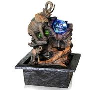 Geezy Water Feature Tabletop Indoor Led Fountain Waterfall Home Decor (Elephant)