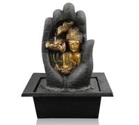 Geezy Water Feature Tabletop Indoor Led Fountain Waterfall Home Decor (Hand Buddha)
