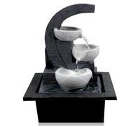 Geezy White Bowls Water Feature Indoor Tabletop Led Fountain Waterfall Home Decor