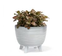 GEEZY White Plant Pot with Legs, 23.6 cm - Weather Resistant Indoor & Outdoor Planter - Modern Textured Flower Pot for Living Room, Garden & Patio