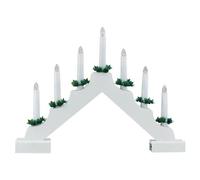 Geezy Wooden Christmas Candle Bridge Arch 7 Leds With Timer Battery White Window Decor