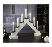 GEEZY Wooden Christmas Candle Bridge Arch In White - LED Christmas Candles Battery Operated Lights With Timer Function - Xmas Candles Christmas Window Sill Decorations And Ornaments