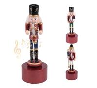 GEEZY Wooden Nutcracker Soldier Music Box Wind Up Christmas Ornament Holiday Figure