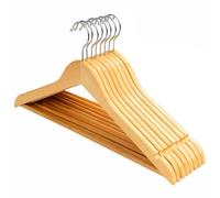 GEEZY Wooden Coat Hangers for Clothes with 360 Degree Rotary Hook, Round Trouser Bar, Shoulder Notches - Durable Natural Wood - Suitable for Coats Jackets Shirts Jeans Trousers Suits Jumpers (8 Pack)
