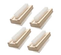 GEEZY Wooden Double Sided Nail Brushes with Firm Bristles, Pack of 4