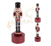GEEZY Wooden Christmas Nutcracker Soldier 22cm - Wind Up Musical Ornament | Classic timber Xmas holiday figurine spins gently while playing sweet melodies. Simply twist to start festive chimes.