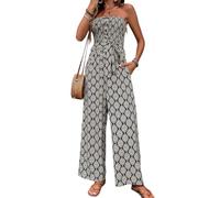 Gefevoqe Women's Printed Strapless Elegant Jumpsuit Summer Ethnic Style Wide Leg Bohemian Outfit
