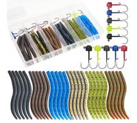 Gefischtter 40pcs Senko Worms Fishing Soft Plastic Bait Bass Fishing Lures Wacky Rig Carolina Rigged Texas Rigged Soft Lures Kit