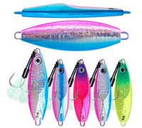 Gefischtter 5pcs Fishing Jigs Saltwater Fishing Lures Glow Vertical Slow Pitch Metal Jigging Spoon with Assist Hooks Jig Hooks Sea Fishing Jigging Lure for Tuna,Bass,Dogtooth,Grouper