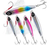 Gefischtter 5pcs Fishing Jigs Saltwater Fishing Lures Vertical Slow Pitch Metal Jigging Spoon with Assist Hooks Jig Hooks Sea Fishing Jigging Lure for Tuna,Bass,Dogtooth,Grouper