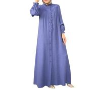 Gefomuofe Abaya Muslim Women's Abaya Prayer Dress Plain Loose One Piece Abaya Dubai Turkey Islam Kaftan Islamic African Turkish Robe Dubai Outfits, blue, M