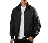 Gefomuofe Bomber Jacket Men's Classic Stand-Up Collar Sports Jacket with Zip Lightweight Transition Jacket Aviator Jacket Leisure Blouson Outdoor Coat Sweat Jacket, black, S