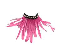 Gefomuofe Feather Collar Black Feather Cape Gothic Feather Shrug Feather Cape Feather Boa Feather Epaulet Shrug Women's Feather Cape Costume Cape with Collar - Black - One Size, pink, One size