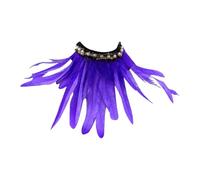 Gefomuofe Feather Collar Black Feather Cape Gothic Feather Shrug Feather Cape Feather Boa Feather Epaulet Shrug Women's Feather Cape Costume Cape with Collar - Black - One Size, purple, One size