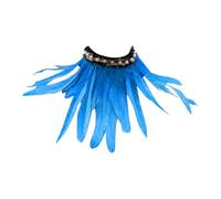 Gefomuofe Feather Collar Black Feather Cape Gothic Feather Shrug Feather Cape Feather Boa Feather Epaulet Shrug Women's Feather Cape Costume Cape with Collar - Black - One Size, blue, One size