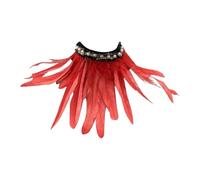 Gefomuofe Feather Collar Black Feather Cape Gothic Feather Shrug Feather Cape Feather Boa Feather Epaulet Shrug Women's Feather Cape Costume Cape with Collar - Black - One Size, red, One size