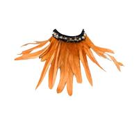Gefomuofe Feather Collar Black Feather Cape Gothic Feather Shrug Feather Cape Feather Boa Feather Epaulet Shrug Women's Feather Cape Costume Cape with Collar - Black - One Size, orange, One size