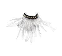 Gefomuofe Feather Collar Black Feather Cape Gothic Feather Shrug Feather Cape Feather Boa Feather Epaulet Shrug Women's Feather Cape Costume Cape with Collar - Black - One Size, White, One size