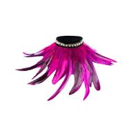 Gefomuofe Feather Collar Black Feather Cape Gothic Feather Shrug Feather Cape Feather Boa Feather Natural Feather Cape Shoulder Scarf Carnival Shrug Black Poncho Collar, Hot Pink, One size